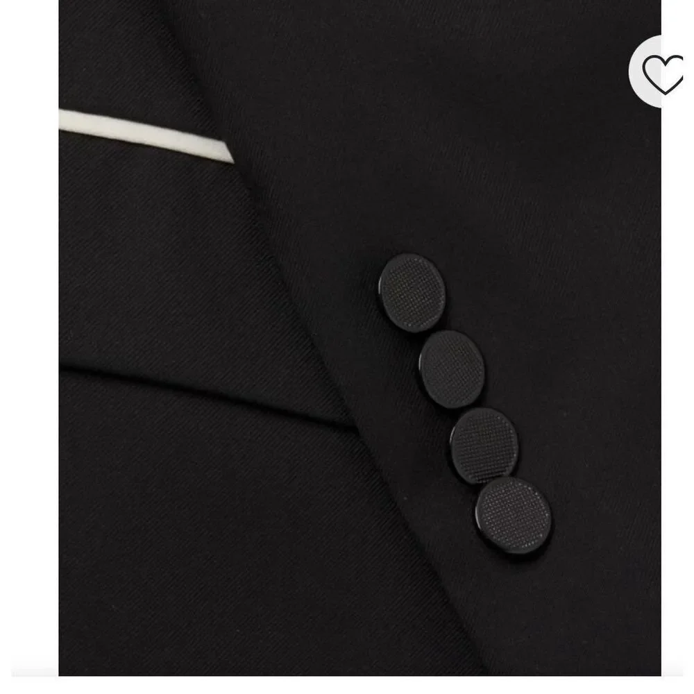 Karl Lagerfeld Black & Cream Satin Tuxedo Jacket sz 48R EUC
